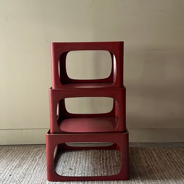 Red lacquer stacking tables