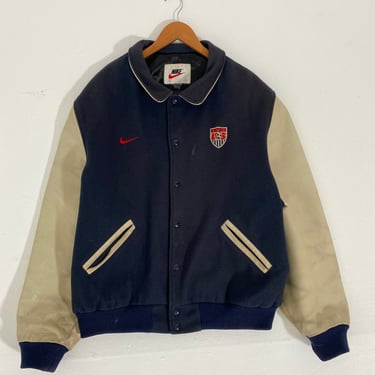Vintage Y2K Nike / USA Soccer Leather Varsity Jacket Sz. 2XL