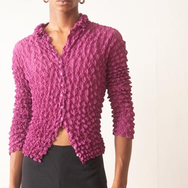 Y2K Orchid Pleated Georgette Cardigan 