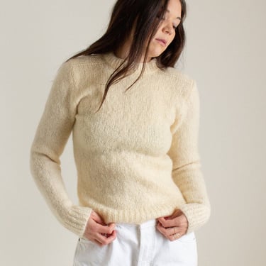 Vintage cream knit crewneck sweater // XS (1531) 
