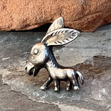 Vintage Sterling Silver Small Donkey Pin / Brooch with C Clasp 