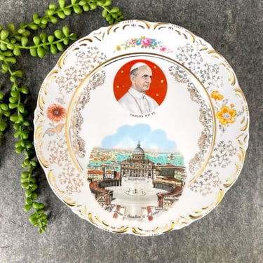 Pope Paul VI Roma souvenir plate - Basilica di S. Pietro - 1960s vintage 