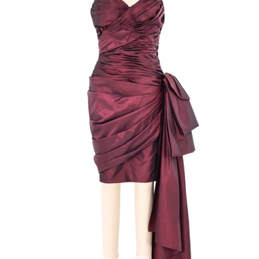 Victor Costa Burgundy Ruched Cocktail Dress