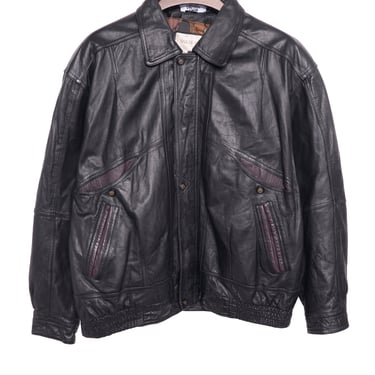 1990s Black Leather Bomber Jacket