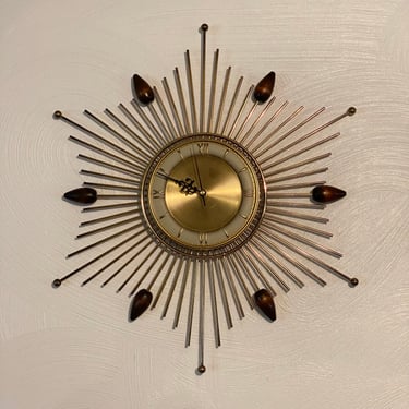 Mid Century Modern Starburst Wall Clock, Circa 1960s - *FREE Shipping on this item. 