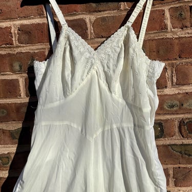 Vintage 1940s White Cotton Eyelet Lace Slip Dress Sundress Small Medium Strapless by TimeBa