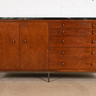 Baker Furniture Modern Marble Top Sideboard or Bar Cabinet