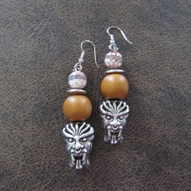 Tribal tiki mask earrings 