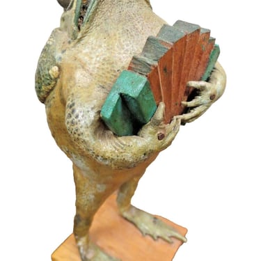 Vintage Taxidermy Frog - Mexican Folk Art Toad Playing A Musical Instrument 