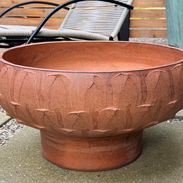 David Cressey Architectural Pottery Pro Artisan Bowl Stoneware Ribbed Planter Vintage Mid Century Modern 