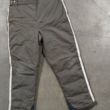 34x28.5 70s Eddie Bauer Ski Nylon Black Pants Down Filled Puffer Snow Pants Snowmobile Trendy Streetwear Tech Rave Goth 60s Winter snow 