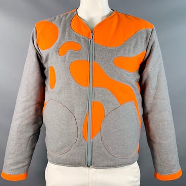 ALDENTE LISBOA Size XL Lava Heather Grey Orange Twill Blob Patches Jacket