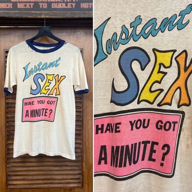 Vintage 1960’s “Instant Sex” Funny Pop Art Mod Ringer T-Shirt, 60’s Tee Shirt, Vintage Clothing 
