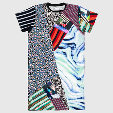 mixed print "all-over reroll' short sleeve long tee shirt