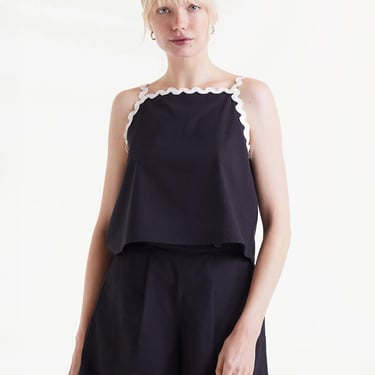 Compañia Fantasica - Top with Rick-Rack Detail - Black