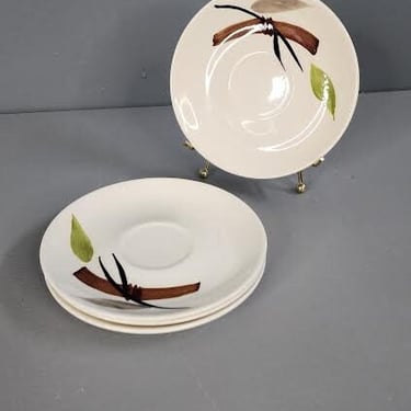 Set of 4 1950s Bamboo Pattern Saucer Plate Set 