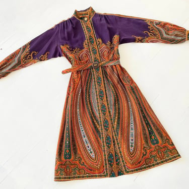 1970s Purple Patterned Dress 