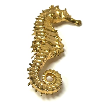 Seahorse Brooch, Gold Seahorse, Nautical Jewelry, Aquatic Pin, Beach Jewelry, Ocean Jewelry, Vacation Accessories, Gold Toned Brooch 