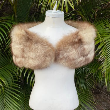 Vintage Fur Shrug Off The Shoulder Fox Caplet Shawl 1950’s 