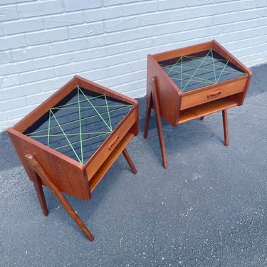 Pair Danish Modern Side Tables or Nightstands 