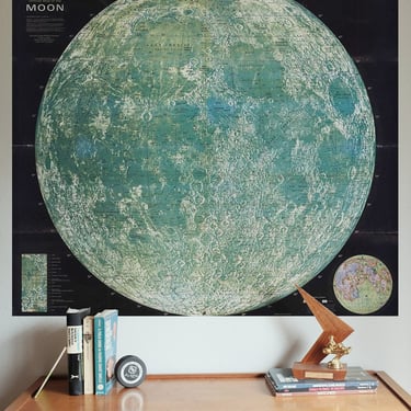 Moon Map Lunar Chart Vintage Rand McNally 