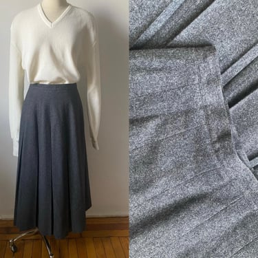 Wool Pleated Midi Skirt 