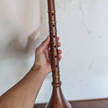 Vintage Asian or Persian Sorna Sanai Wood and Brass Musical Folk Clarinet 