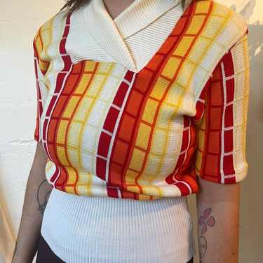 1970s Italian made vibrant knit blouse 