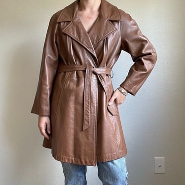 Vintage New England Sportswear Company Women 1970s Deerskin Brown Leather Jacket 