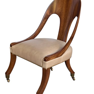 Shapely English Regency Style Solid Mahogany Spoonback Chair
