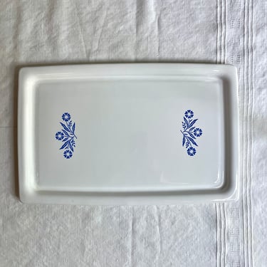 Corningware Pyrex Broiling Tray, Roasting Pan, Serving Platter - Cornflower Blue, Vintage Mid Century Cookware Ovenware, Pyroceram 1957-1988 