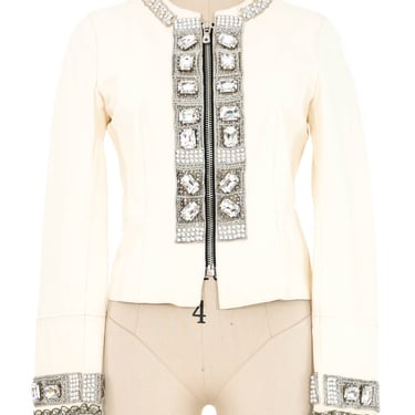 2008 Dolce & Gabbana Embellished Cream Leather Jacket