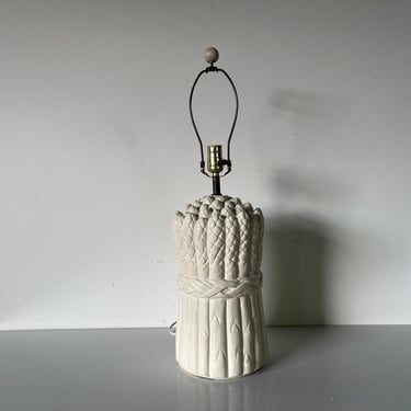 1980's Vintage Asparagus White Plaster Table Lamp by Bon Art 