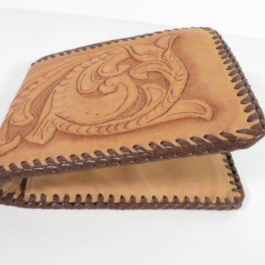 Vintage Tooled Leather Wallet Billfold 