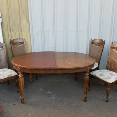 Late Mid Century Solid Wood Dinning Table and Chair Set