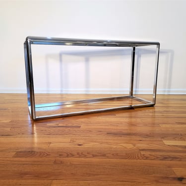 Mid Century Chrome and Glass Console Table 