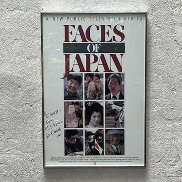 Faces of Japan Public Television Poster, Framed, Signed by Dick Cavett for WHYY 