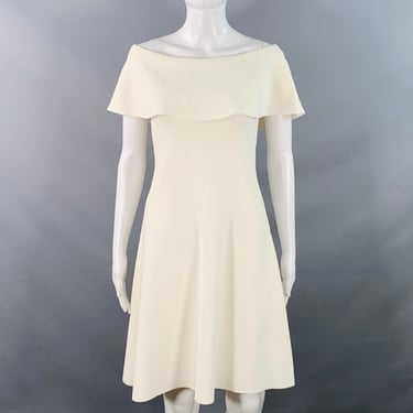 VALENTINO Size XS Cream A-Line Foldover Bateau Cocktail Dress