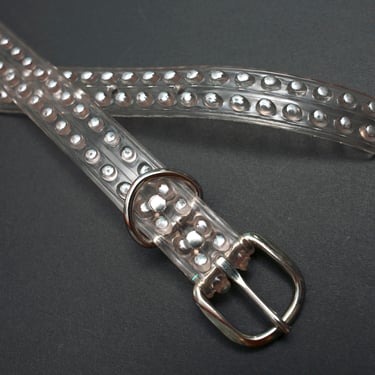 Fabulous 60s 70s Clear Vinyl Space Age Belt with Silver Dots 
