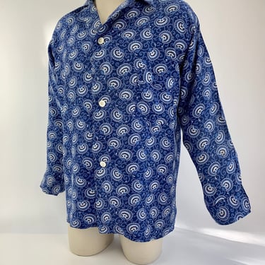 1940'S Pajama Lounge Shirt - TEXTRON - Silky Cold Rayon - Old Hollywood Style - Mens Size Medium to Large 