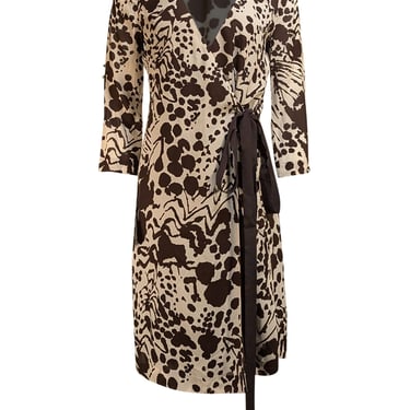 Tory Burch - Ivory & Brown Printed Wrap Dress Sz 4