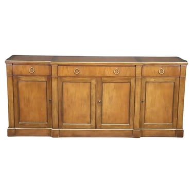 Brass Trimmed French Directoire Cherry Sideboard Buffet with Ring Pulls C1950