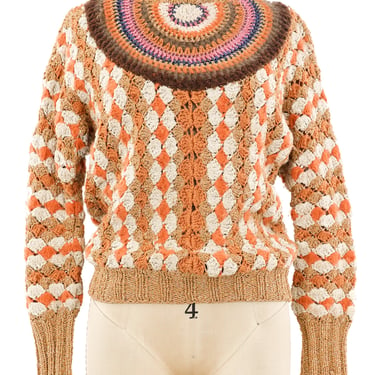 Metallic Argyle Knit Sweater
