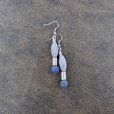 Silver and agate futuristic earrings 