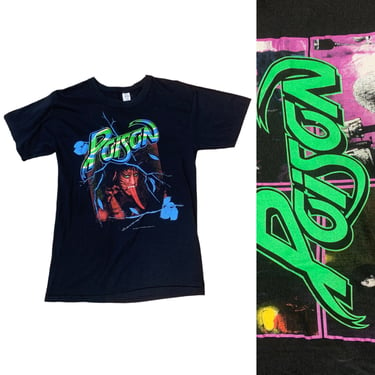 Vtg Vintage 1980s 80s Poison Band Tee Rocker Tee Show Shirt 