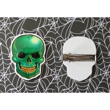 Halloween Hair Clip Vintage Skull Skeleton Barrette 