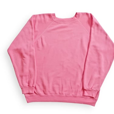 vintage sweatshirt / raglan sweatshirt / 1980s Hanes pink thin raglan crew neck sweatshirt Large 