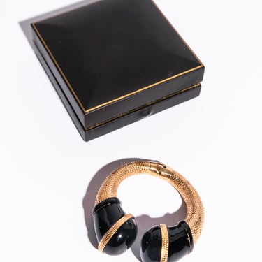 TOM FORD Brass & Black Enamel Hinge Cuff