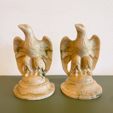 Vintage Resin Bald Eagle Bookends