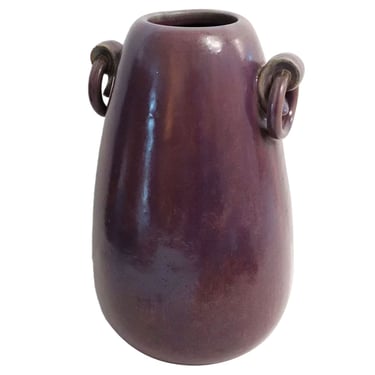 American Fulper Pottery Wisteria Flambe Glaze Ring Handle Vase 